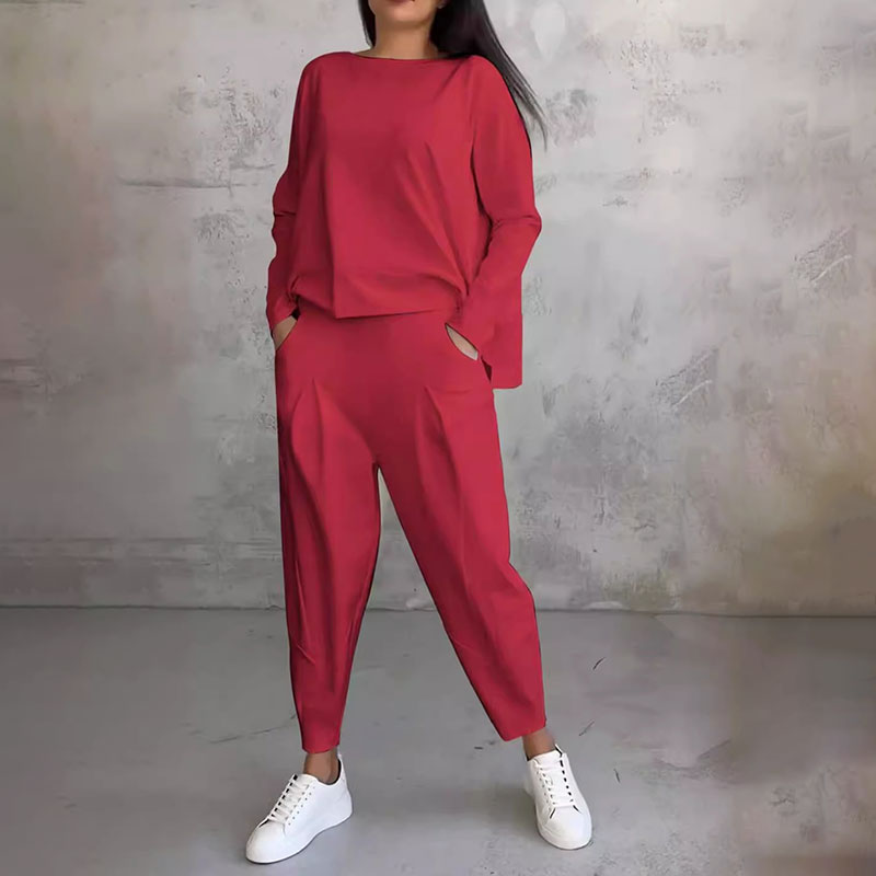 🌷Limited time sale💞 Round-Neck Long-Sleeved Top ＆ Pants 2-Piece Set-14