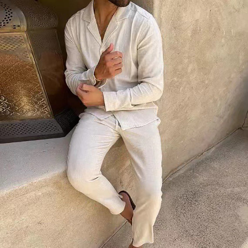 ⏳Limited Sale 50% OFF🌸Men's Minimalist Cotton Linen Casual Two Piece Set-2