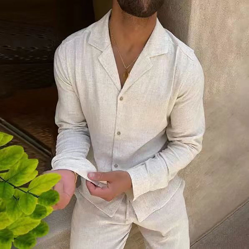 ⏳Limited Sale 50% OFF🌸Men's Minimalist Cotton Linen Casual Two Piece Set-1