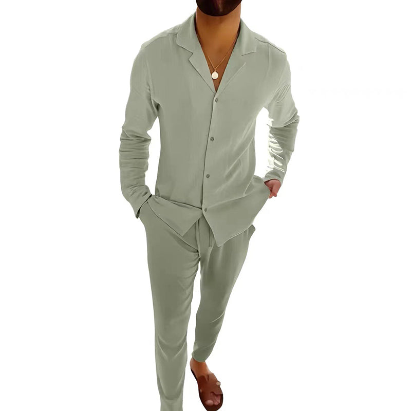 ⏳Limited Sale 50% OFF🌸Men's Minimalist Cotton Linen Casual Two Piece Set-5