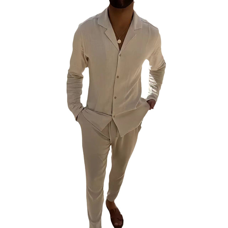 ⏳Limited Sale 50% OFF🌸Men's Minimalist Cotton Linen Casual Two Piece Set-8