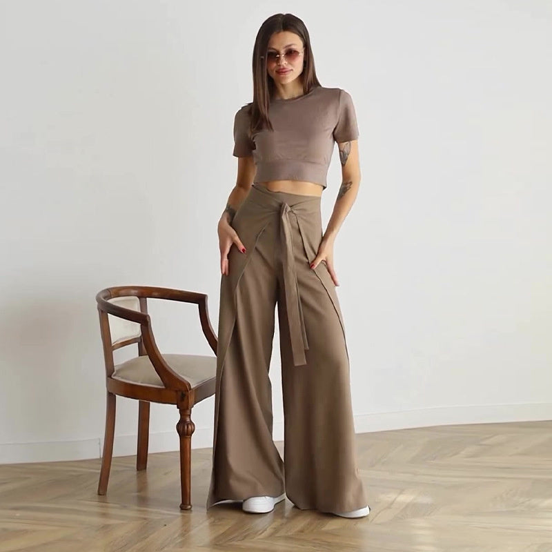 🔥Summer Sale🔥Women's Tie Knot Wide Leg Pants-3