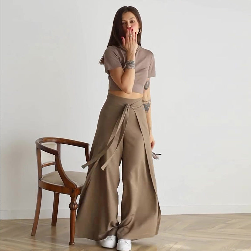 🔥Summer Sale🔥Women's Tie Knot Wide Leg Pants-4