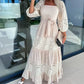 🔥2024 HOT SALE🔥💕Women’s Trendy Patchwork Tie Waist Square Neck Long Dress-5