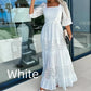 🔥2024 HOT SALE🔥💕Women’s Trendy Patchwork Tie Waist Square Neck Long Dress-8