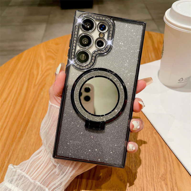 Gradient Glitter Magnetic Phone Case with Mirror for Samsung S24/23/22-6