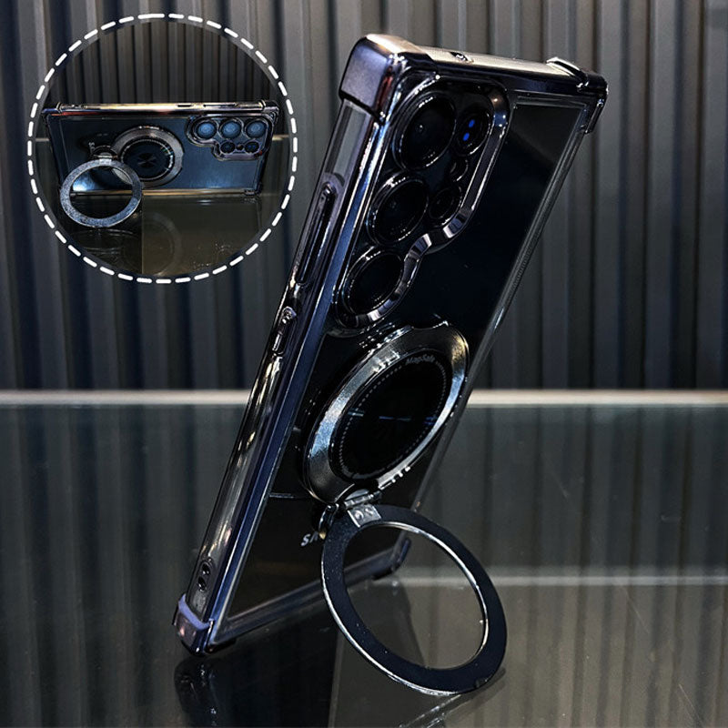 Transparent Anti-Drop Phone Case with Rotating Stand for Galaxy Series-2