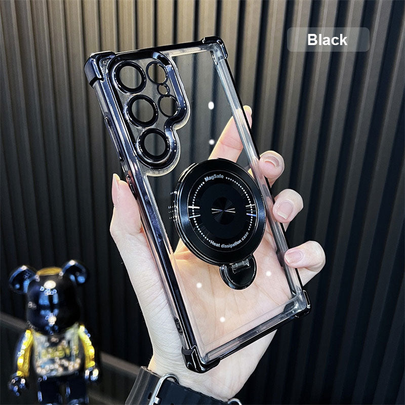 Transparent Anti-Drop Phone Case with Rotating Stand for Galaxy Series-8