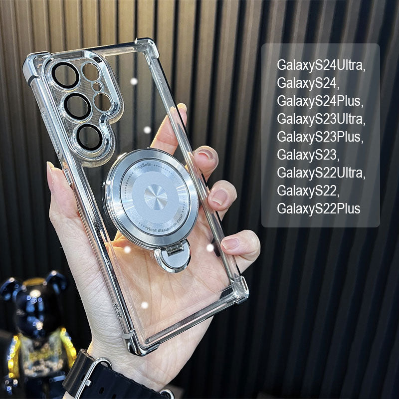 Transparent Anti-Drop Phone Case with Rotating Stand for Galaxy Series-7