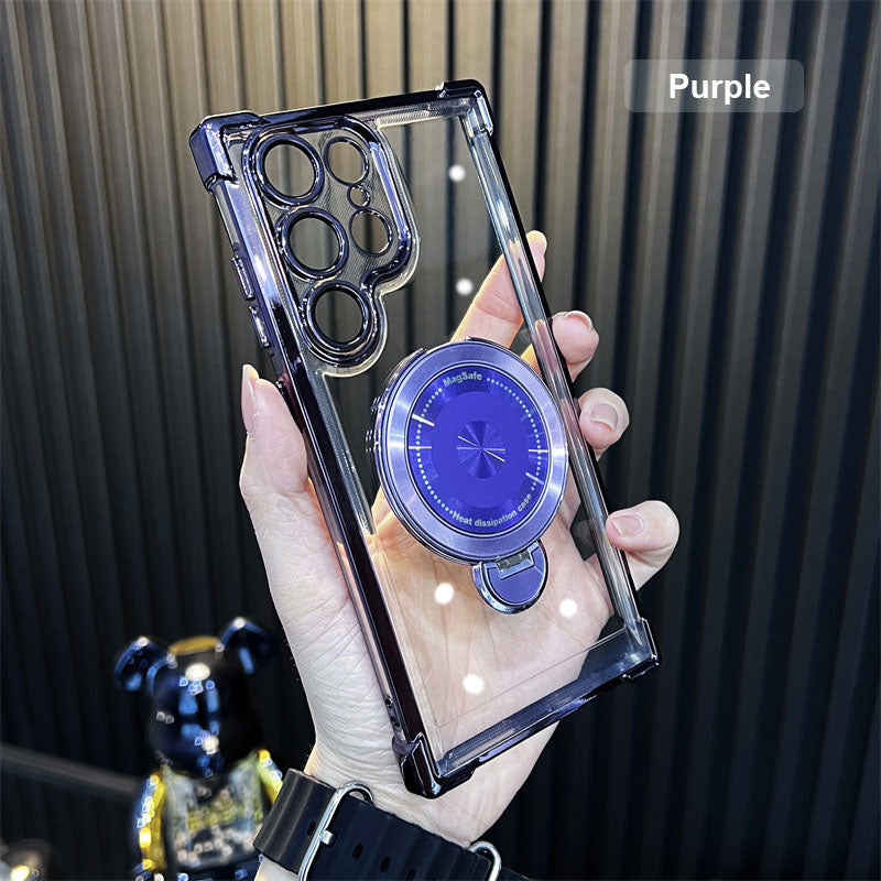 Transparent Anti-Drop Phone Case with Rotating Stand for Galaxy Series-10