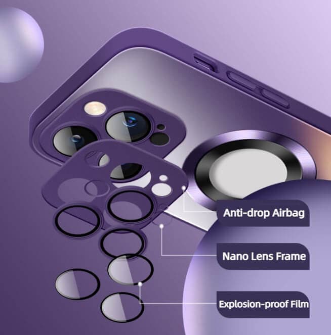 2024 NEW Magnetic AG Glass Frosted Case With Camera Lens Protector For iPhone 15 14 13-3