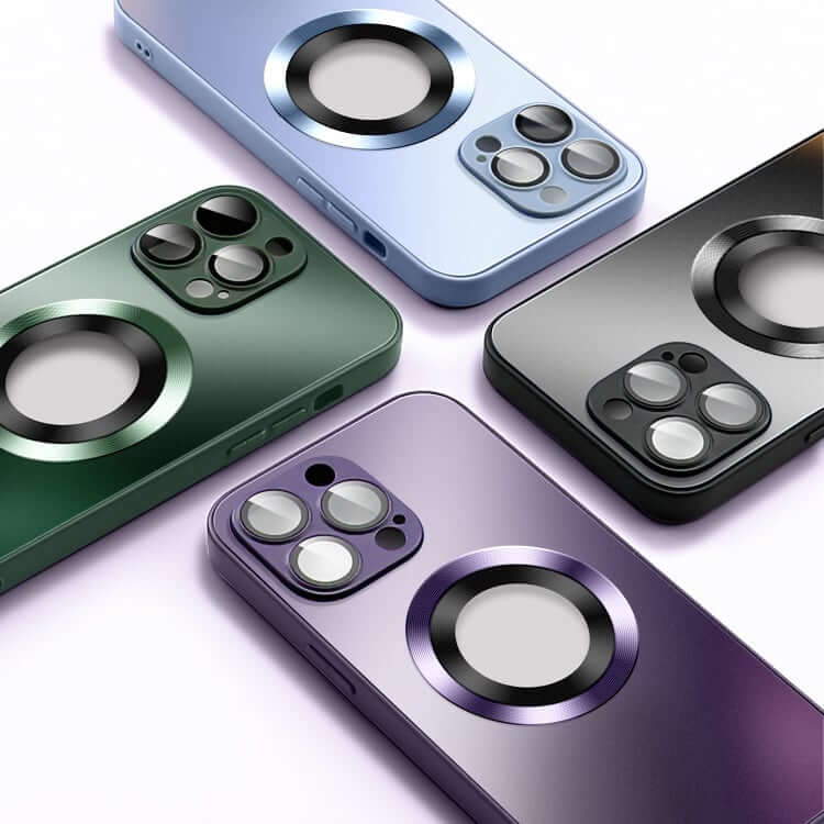 2024 NEW Magnetic AG Glass Frosted Case With Camera Lens Protector For iPhone 15 14 13-7