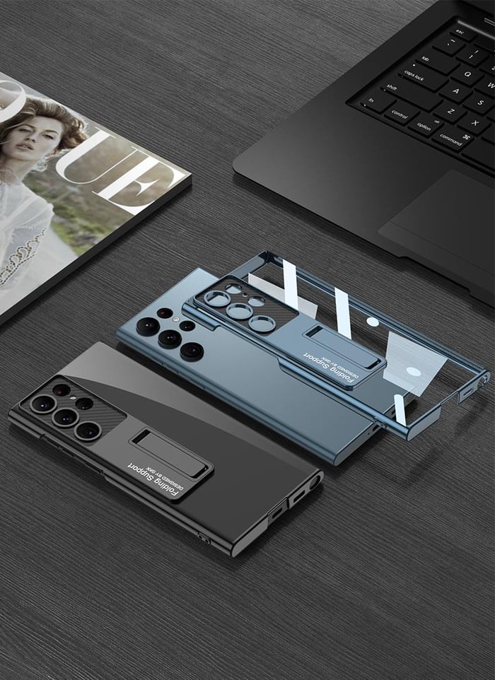 Transparent Plating Bracket Case Cover For Samsung Galaxy S23-7