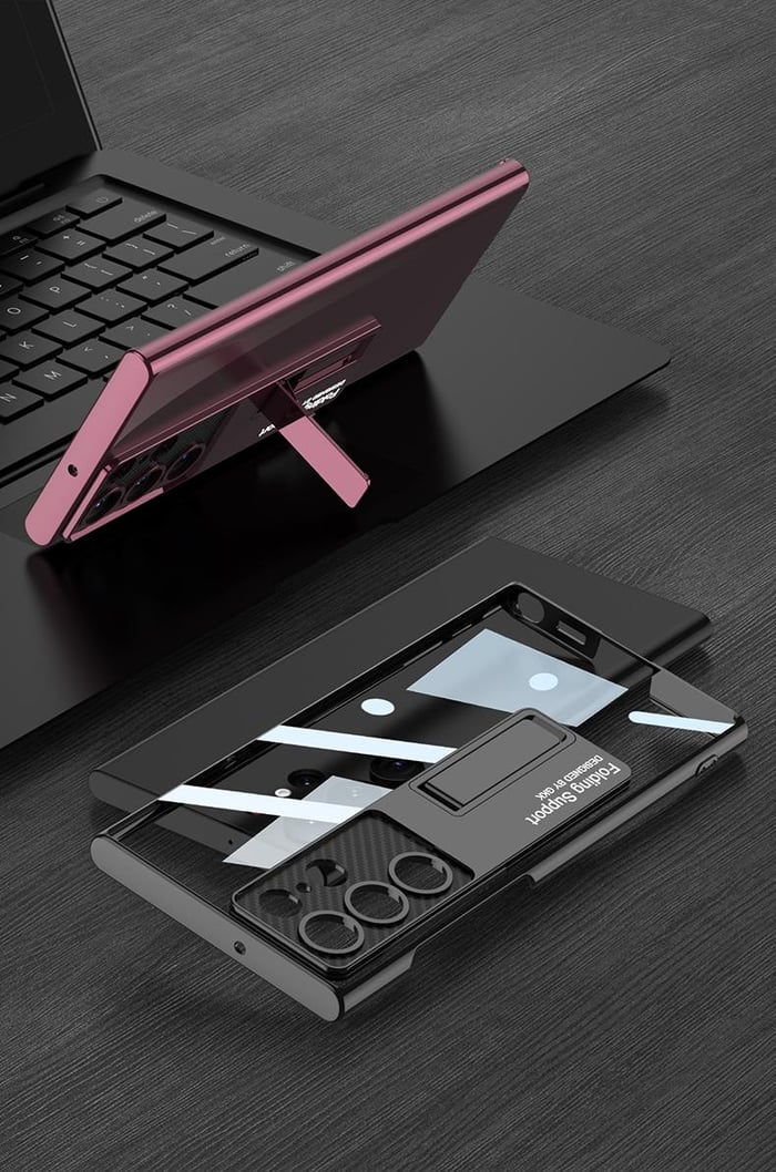Transparent Plating Bracket Case Cover For Samsung Galaxy S23-8