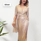 ✨New Arrival✨Sequined V-Neck Evening Dress with Pleated Hem-14