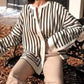💕 Classy & Comfortable🌸Casual Striped Round Neck Button Front Blouse-1