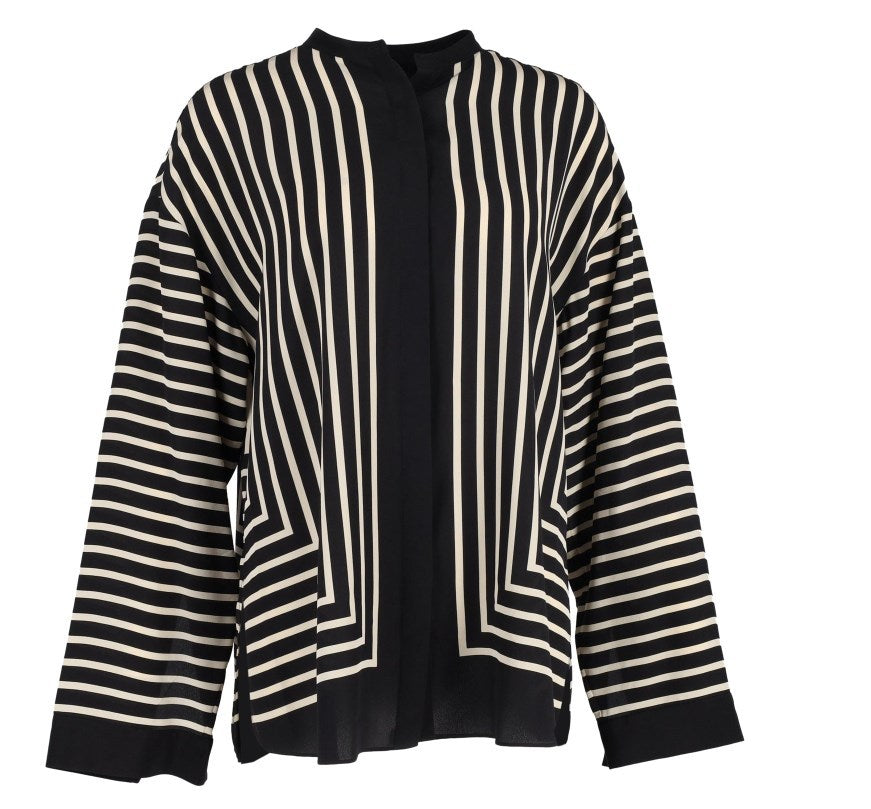 💕 Classy & Comfortable🌸Casual Striped Round Neck Button Front Blouse-7