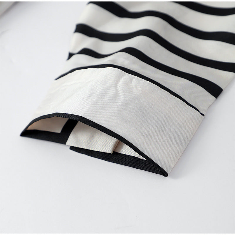 💕 Classy & Comfortable🌸Casual Striped Round Neck Button Front Blouse-5