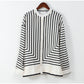 💕 Classy & Comfortable🌸Casual Striped Round Neck Button Front Blouse-8