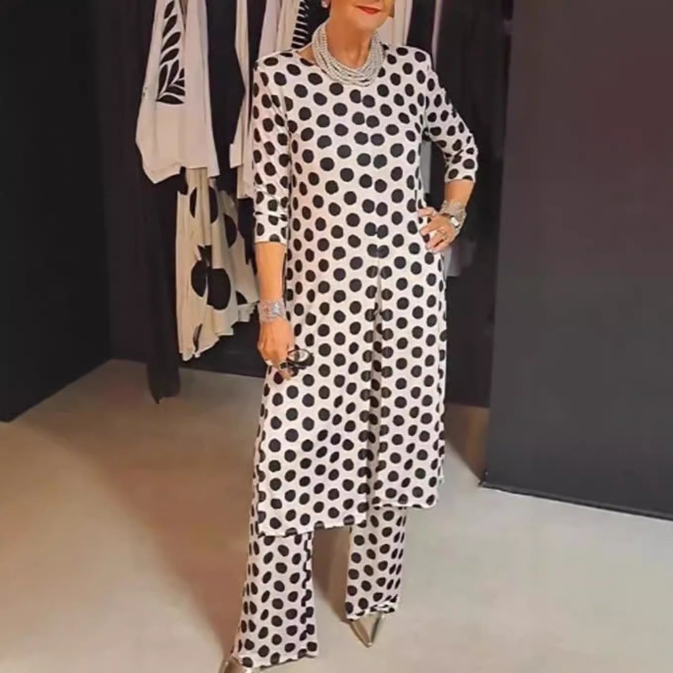 ✨HOT SALE 58% OFF✨Polka Dot Top & Pants 2-Piece Set-1