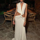 【🎀50% de descuento🎀】🎉2024 HOT SALE🔥😍V-Neck Waist Cutout Pleated Slit Long Dress-4