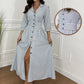 🌟Exclusive 66% OFF👗Fashion Striped Button-Down Long Shirt Dress-4