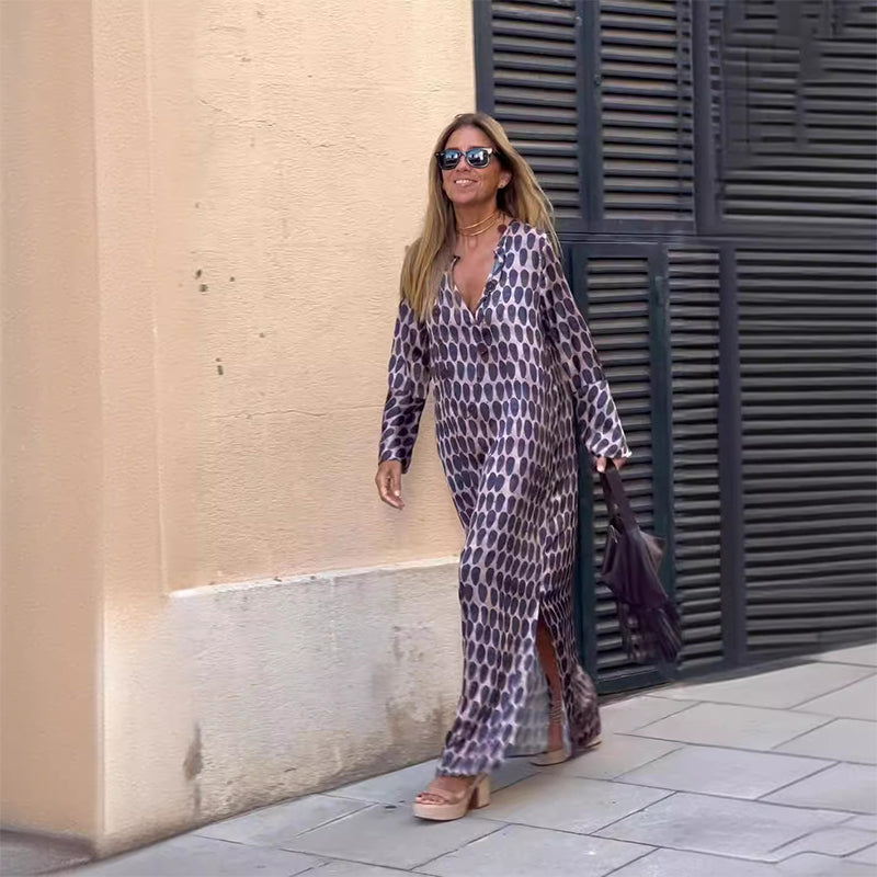 🔥For a limited time 50% discount🔥Boho Long Sleeve V-Neck Dress-1