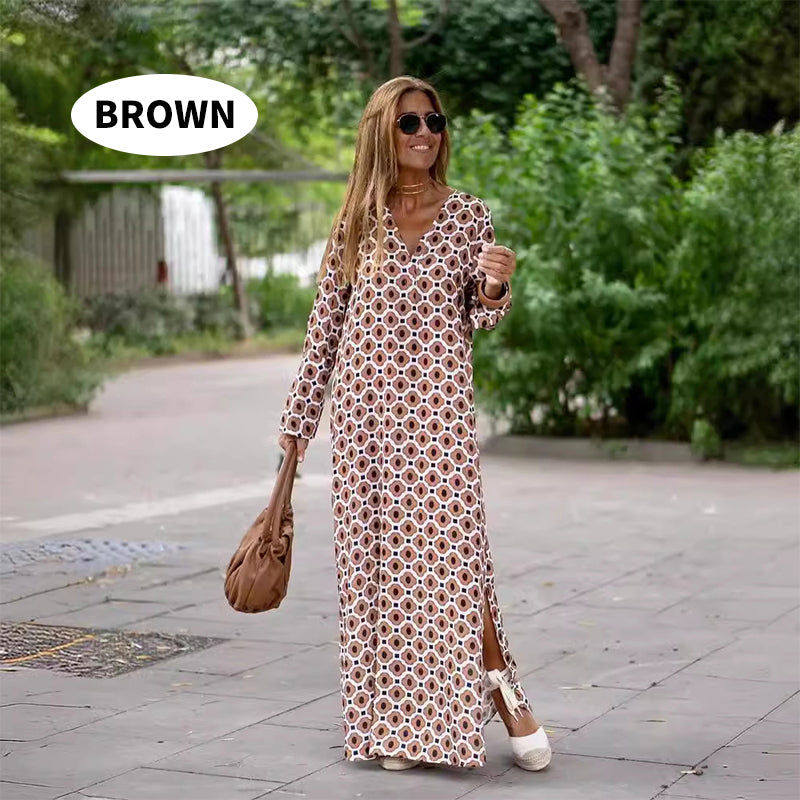 🔥For a limited time 50% discount🔥Boho Long Sleeve V-Neck Dress-9