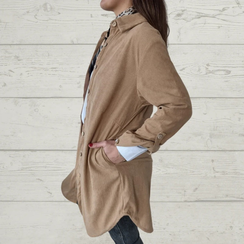 🔥Hot Sale🔥Women's Lapel Soft Long-Sleeve Button Down Coat-2