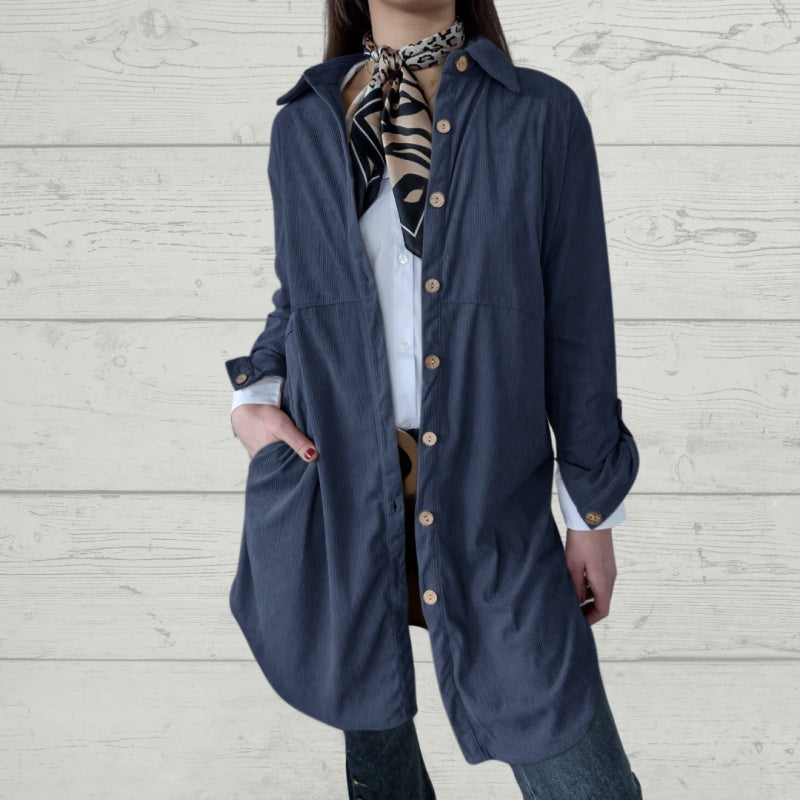 🔥Hot Sale🔥Women's Lapel Soft Long-Sleeve Button Down Coat-4