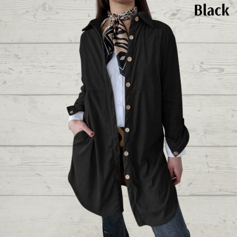 🔥Hot Sale🔥Women's Lapel Soft Long-Sleeve Button Down Coat-9