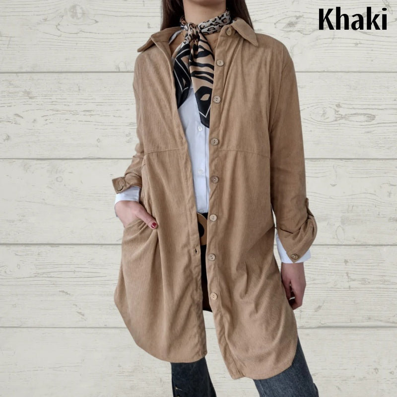 🔥Hot Sale🔥Women's Lapel Soft Long-Sleeve Button Down Coat-13