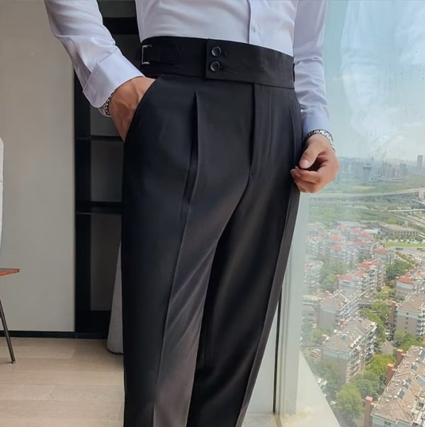 🎁Men's Solid Color Straight Casual Trousers-1