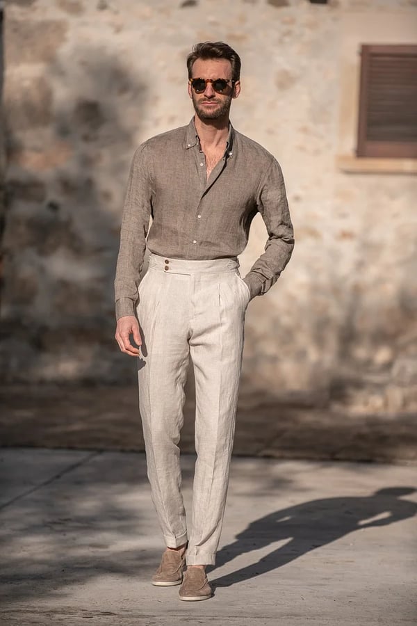 🎁Men's Solid Color Straight Casual Trousers-4