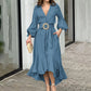 🌸Limit Time 66% OFF 💕Women's V-Neck Waisted Dress with Irregular Hem-2