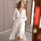 🌸Limit Time 66% OFF 💕Women's V-Neck Waisted Dress with Irregular Hem-5
