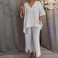 💥Last Day 50% OFF💥Women's Cotton Linen V-Neck 2-Piece Set-8