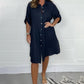 🌷Limited Time 51% OFF💞Women's Cotton and Linen Button Shirt Dress-9