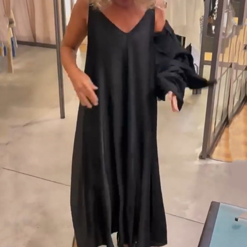 ✨New Arrival✨Solid Round-Neck Top Slip Dress 2-Piece Set-2