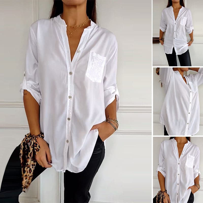🔥2024 HOT SALE🔥 Casual patchwork top with sequins-11