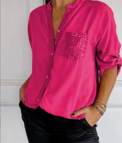 🔥2024 HOT SALE🔥 Casual patchwork top with sequins-8