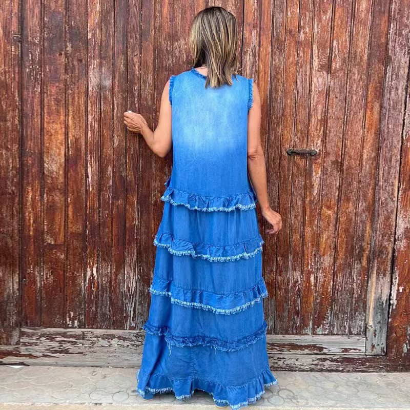 🌷Limited Time 74% OFF💞Fashion V-Neck Sleeveless Layered Ruffled Dress-2