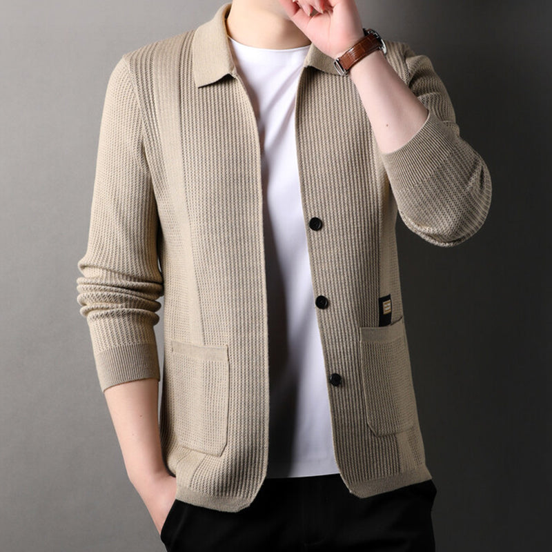 🔥New products in 2024🔥Men's Lapel Knitted Long Sleeve Coat-3