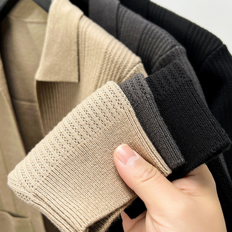 🔥New products in 2024🔥Men's Lapel Knitted Long Sleeve Coat-6