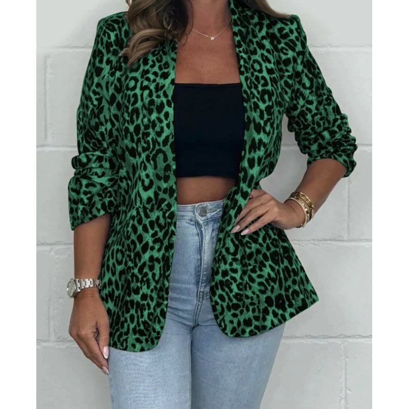 🌷Limited Time 60% OFF💞Women's Leopard Print Long Sleeve Blazer-2