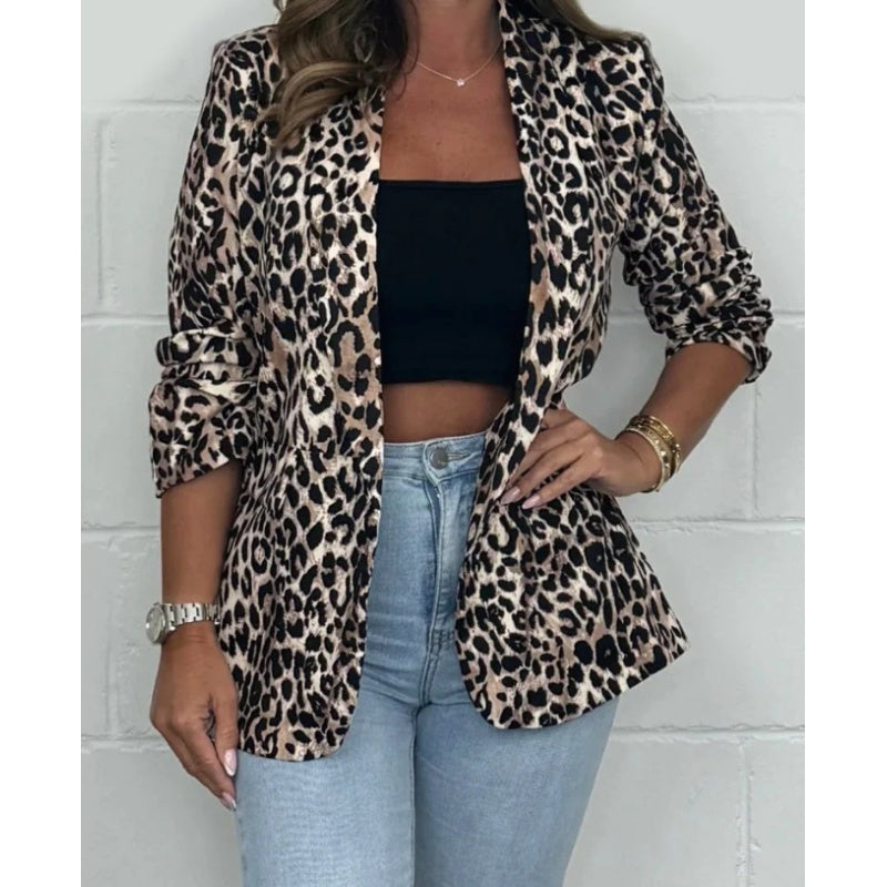 🌷Limited Time 60% OFF💞Women's Leopard Print Long Sleeve Blazer-3