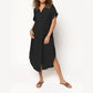 💥Free shipping💥Women's Casual Loose Rolled Up Sleeve Button Down Shirt Dress-1
