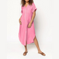 💥Free shipping💥Women's Casual Loose Rolled Up Sleeve Button Down Shirt Dress-2