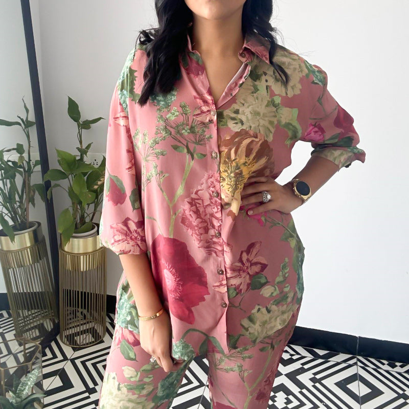 🌸42% off Autumn Suits🌸 Casual Floral Print Two-Piece Set-2