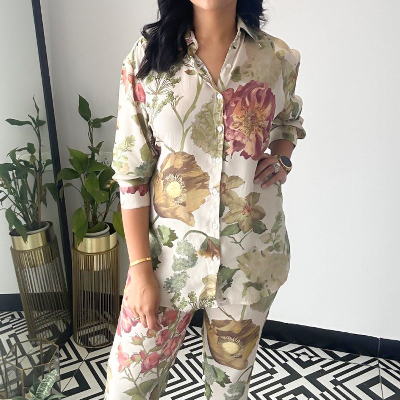 🌸42% off Autumn Suits🌸 Casual Floral Print Two-Piece Set-3